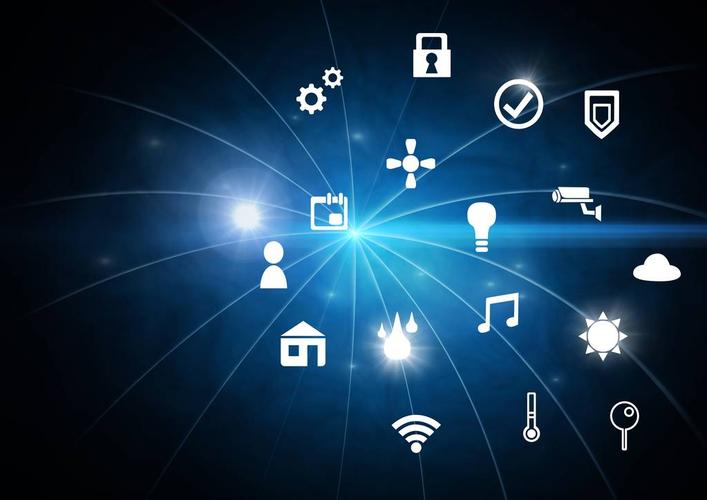 象征,界面,互联网,事物,数码合成,上方,蓝色背景