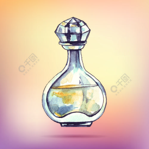 漂亮的香水瓶手绘水彩矢量图