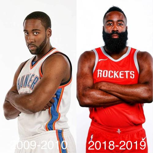 火箭球员今夕定妆照对比,谁的变化最大?登哥越老越帅!