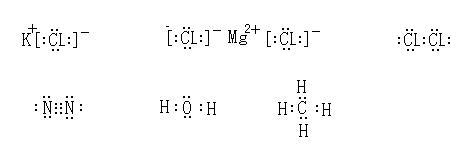 写出下列物质的电子式:(1 )kcl___,(2 )mgcl2___,(3 )