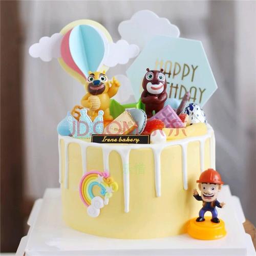 乐惜网红熊出没生日蛋糕同城光头强熊大熊二儿童卡通全国北京上海广州