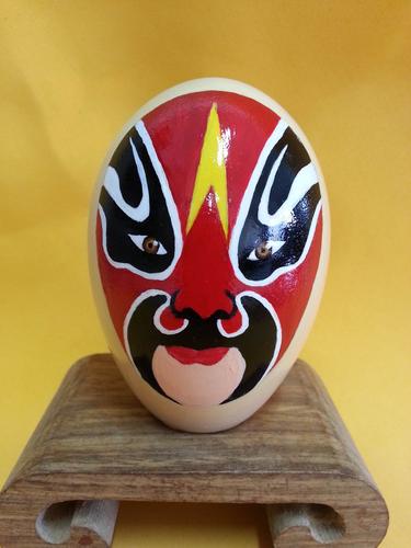 (1)用铅笔首先在蛋上划分脸谱的比例——图1) (2)在划分比例上起出