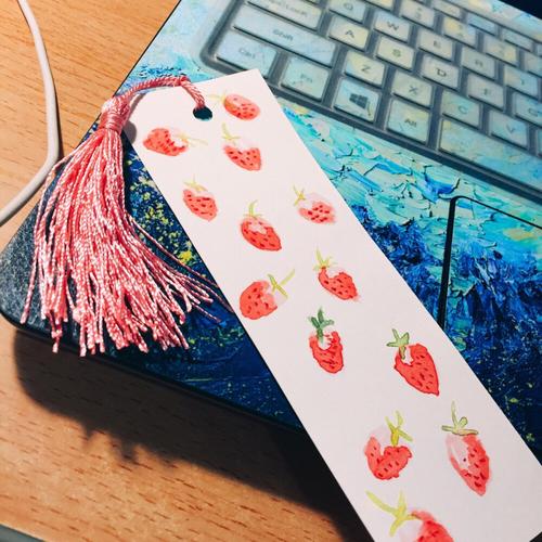 自制书签▽小草莓书签
