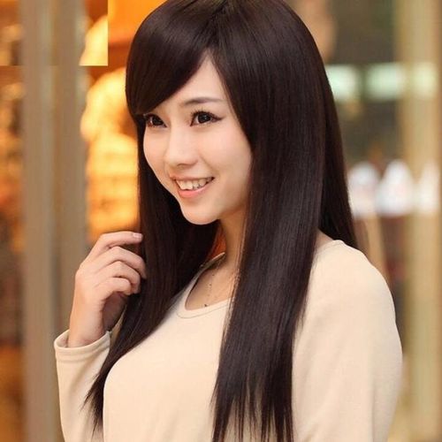 假发女斜刘海中长直发款女生长发时尚气质逼真自然整