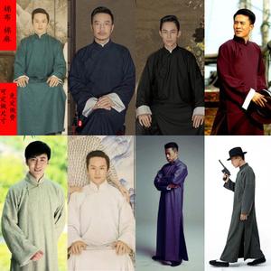 class=h>民国 /span>风写真服男中式长袍相声服舞台演出服棉布现货