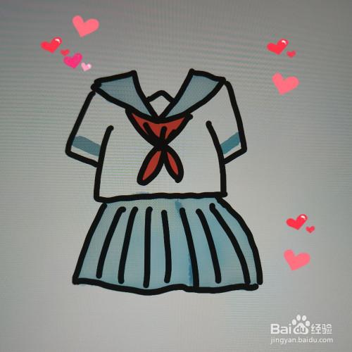 学生妹裙子简笔画怎么画
