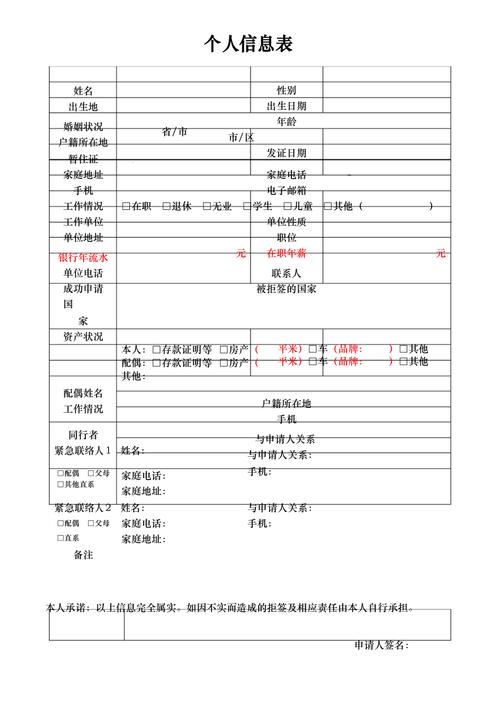 个人信息表范本.doc