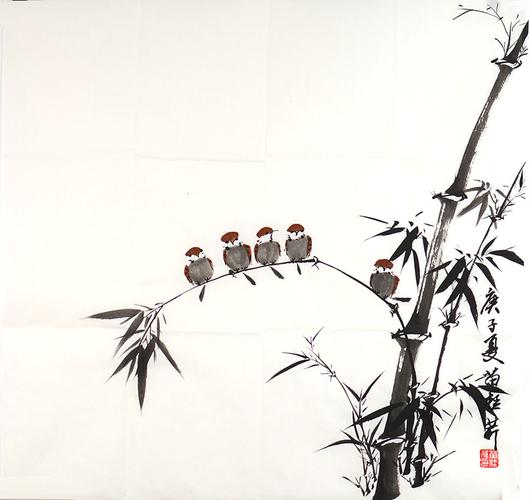 苗桂芹写意花鸟竹子四尺斗方《竹韵》 作品来源:易阁字画