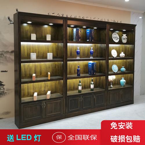 高档白酒展示柜实木烟酒储物展示柜白酒隔断柜酒柜摆件轻奢灯带茶叶