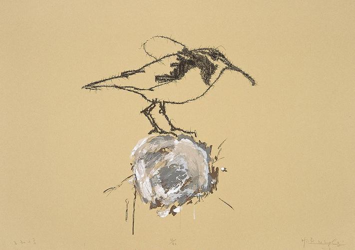 叶永青    石和小鸟 【之麻艺术   名家版画展】http://zimaart.
