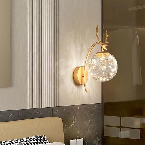 厂家直营北欧床头壁灯满天星led墙壁灯浪漫温馨简约鹿角卧室客厅书房