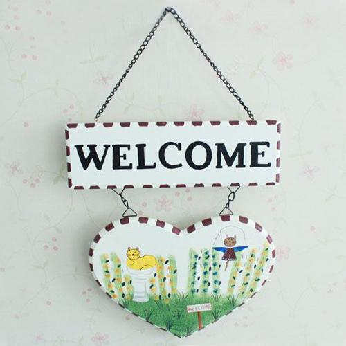 吊牌 手绘挂牌 家居壁饰 墙饰 welcome迎宾牌 吊牌 欢迎牌 田园