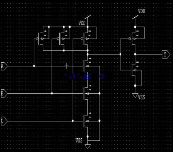 用cmos实现反相器电路,pmos和nmos管进行全互补连接方式,栅极相连作为