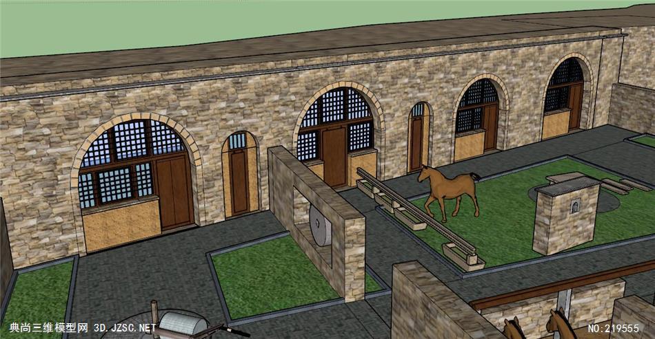 石门西店窑洞住宅窑洞农家乐su模型