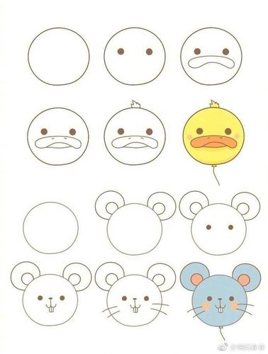 【可爱动物简笔画】教孩子用圆形画可爱的小动物吧,加条线秒变气球 噢