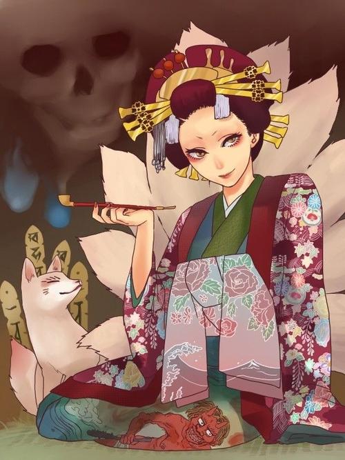 花魁的美透过美服透出诱惑和冷艳 2