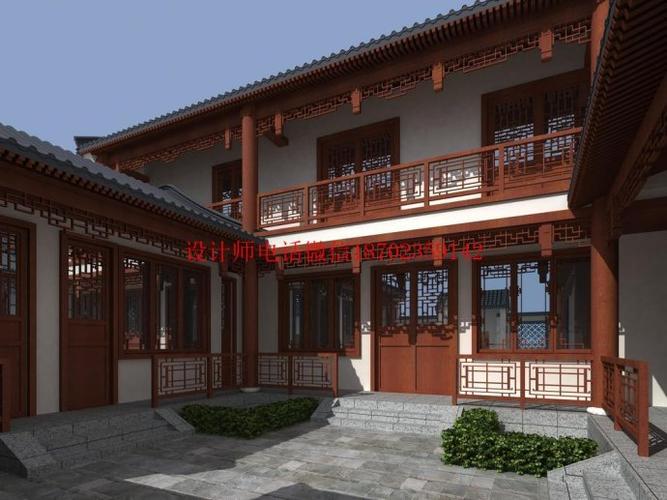 二层复古中式四合院施工图中式古建筑设计cad图纸设计