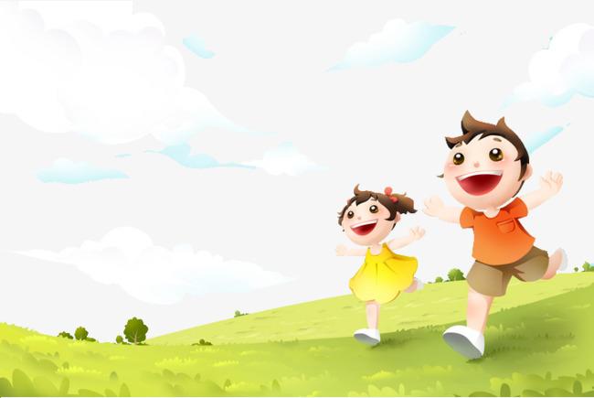 运动卡通手绘在跑道上奔跑的男孩