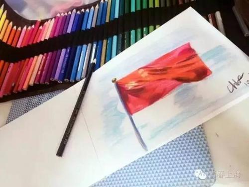可老姨:国庆长假第一天,零基础小白照着教程学着画,用飘扬的国旗祝