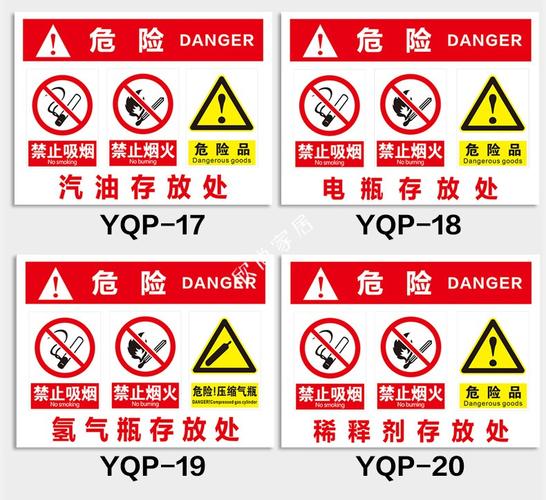 气瓶存放处安全标识牌 安全警示牌 氧气瓶氩气瓶空气瓶废机油柴油汽油