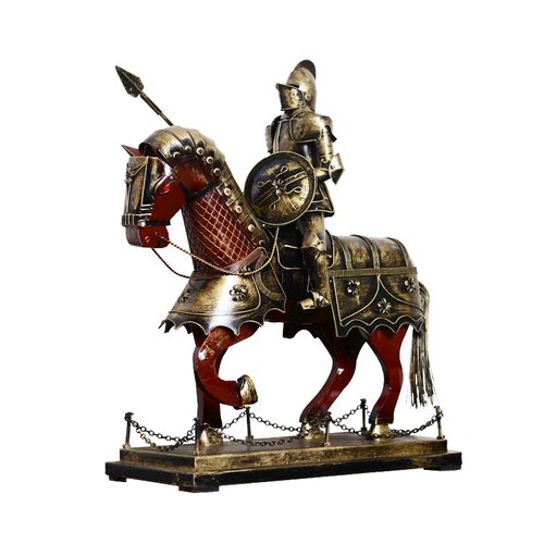 复古铁艺中世纪古代罗马战神盔甲骑士模型电视柜摆件
