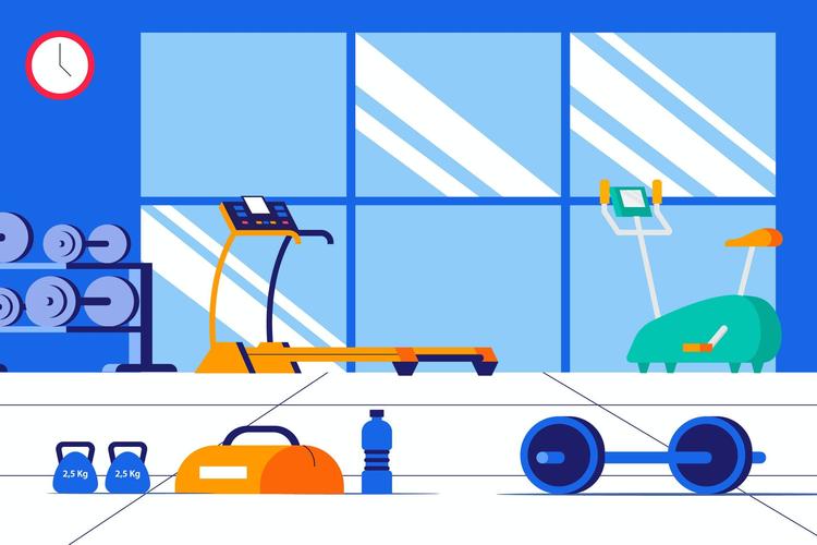 健身房场景矢量背景图素材