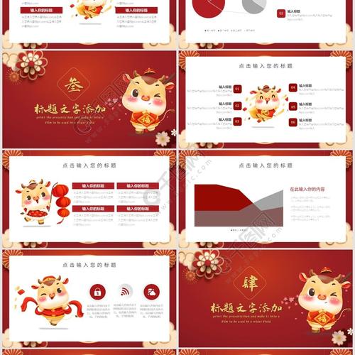 2021牛年新年吉祥快乐庆典ppt模板