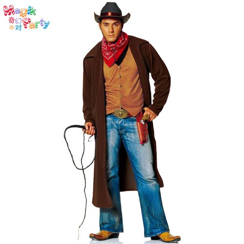 万圣节cosplay化妆舞会西部牛仔服装成人男酒吧派对演出衣服