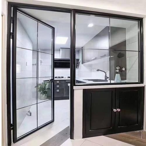 长沙极窄铝合金推拉门厨房移门极简黑色厕所门平厨房门