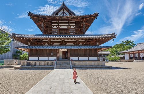 令人难忘的照片还包括世界上最古老的木结构之一-日本的法隆寺建筑群