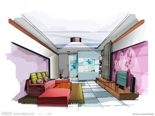 室内客厅手绘效果图设计图__绘画书法_文化艺术_设计