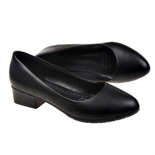 酒店服务员夏天工作鞋女工作鞋女黑色低跟平底皮鞋空姐酒店上班鞋