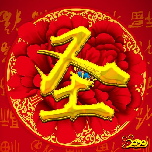 大红牡丹,福字满满,2020鼠年好运-微信头像,百家姓氏微信头像,名字