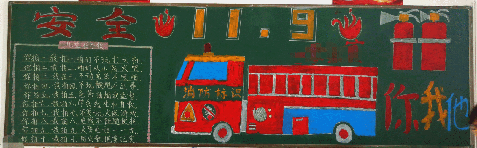 119消防安全黑板报图片