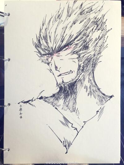 【侵删】#西游记之大圣归来#孙悟空#大圣水龙头#插画#手绘#同人#黑白