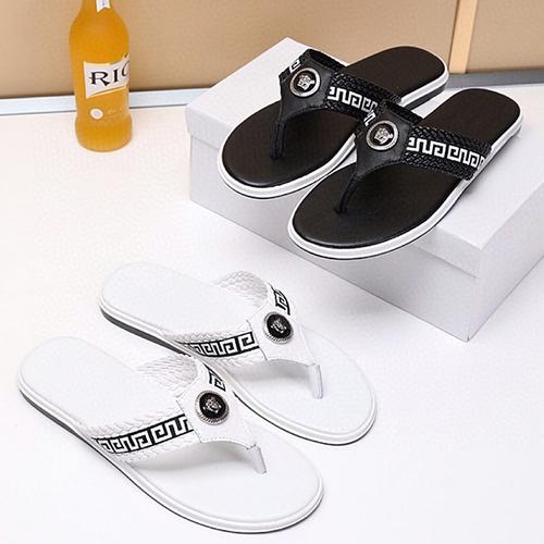 夏季真皮沙滩人字拖男