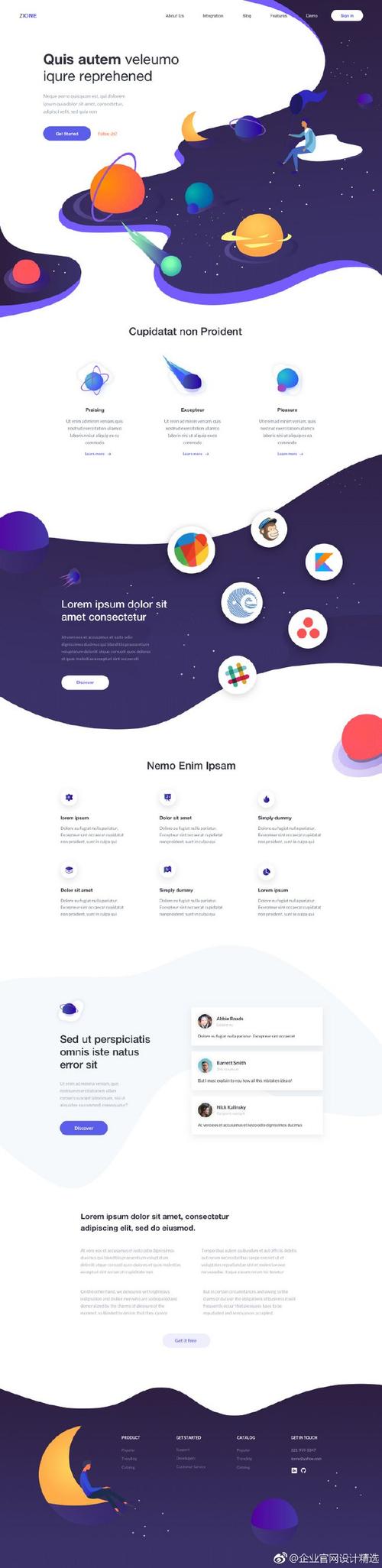 一款插画很漂亮的网页设计作品 zione - landing page
