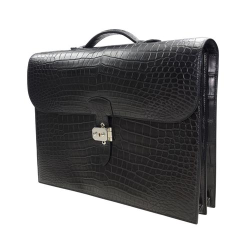 全新hermes 爱马仕 手袋 depeches 2 38 89 mat croco ss 鳄鱼皮 黑色