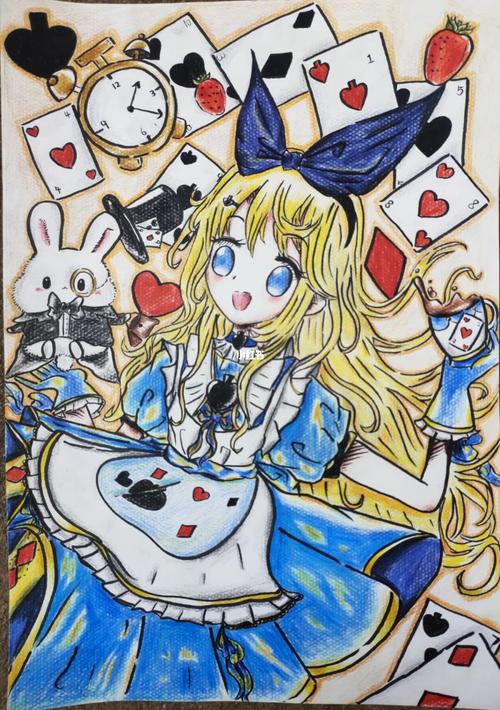 彩铅画"爱丽丝梦游仙境_彩铅画_上色_兴趣爱好_绘画