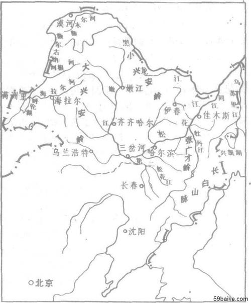 黑龙江和松花江在中国境内水系略图