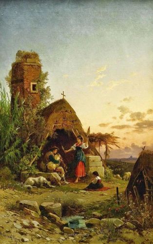 意大利画家赫尔曼·科洛迪的百年前的巨幅风景油画作品欣赏