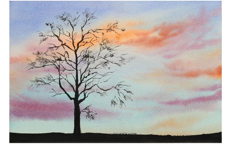 风景简单水彩画水彩画简单风景画