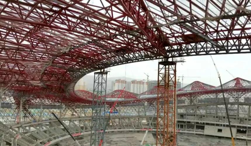 兰州奥体中心建设新进展——体育场钢结构卸载全面完成