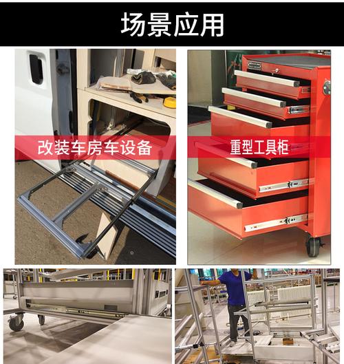重型滑轨53宽滑道承重房车机柜三节加厚钢珠轨道承重