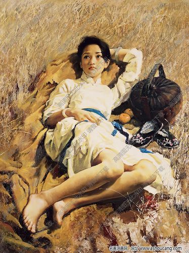 潘鸿海的画 阳光下的少女 高清大图下载