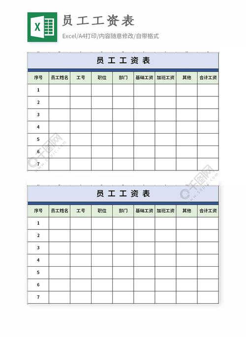 员工工资表excel表格模板