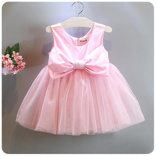 女童连衣裙夏装粉色蝴蝶结