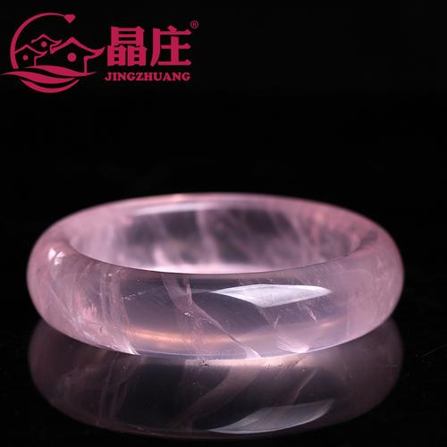 收藏品天然粉水晶手镯莫桑比克招桃花粉晶手镯超冰透一物一图