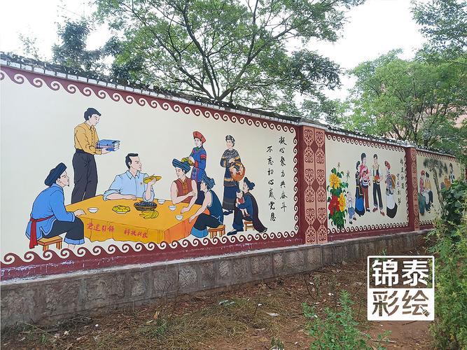 昆明大板桥街道办一朵云社区彝族文化墙体彩绘