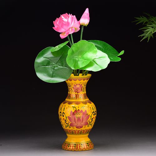 供佛家用陶瓷佛前供奉摆件观音瓶插仿真花供花瓶佛具用品